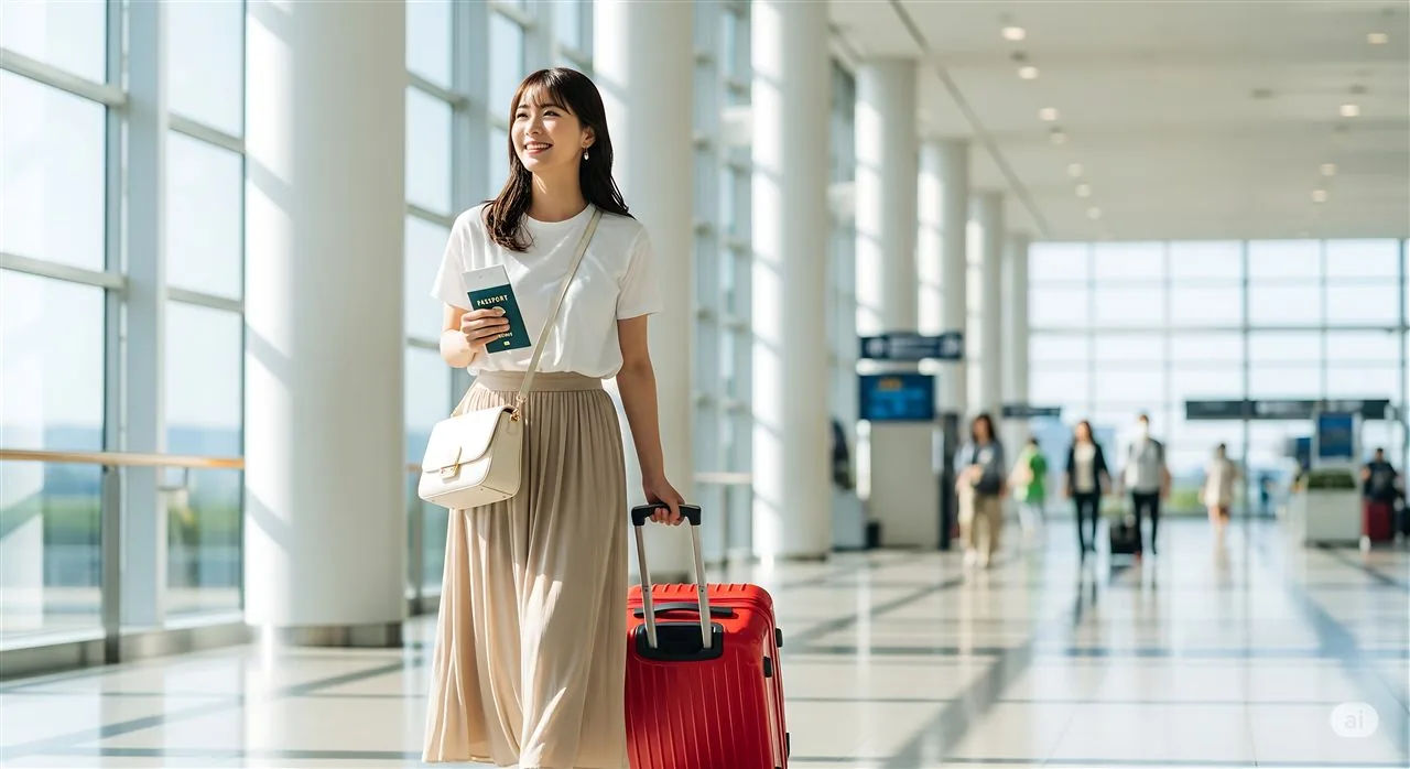 空港から渡韓する女性のイメージ