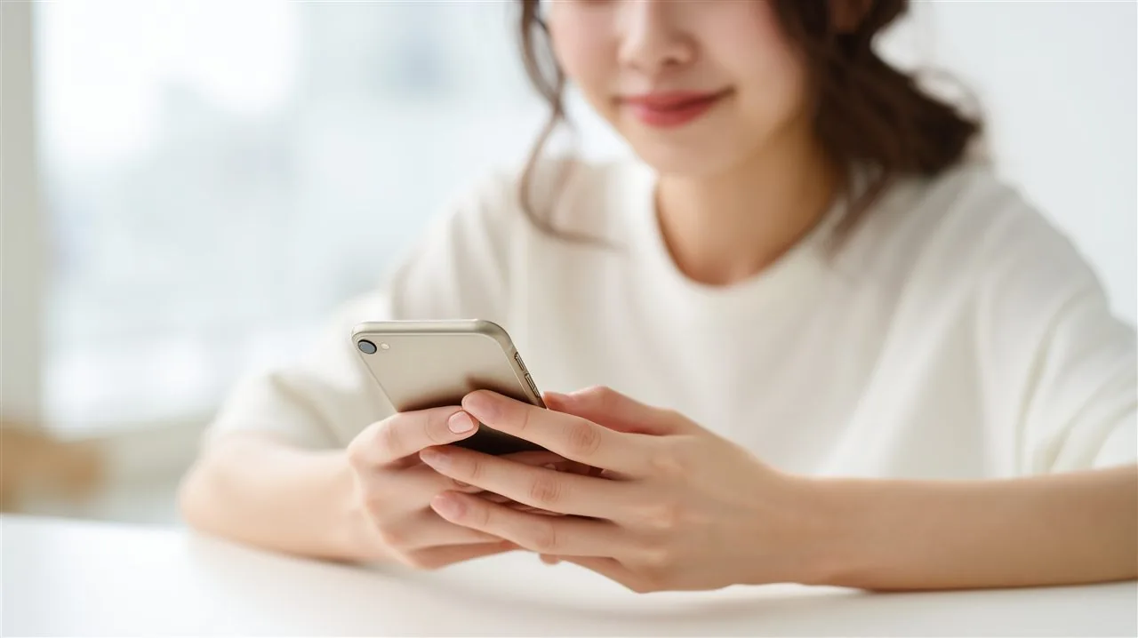 スマホでLINE相談をする女性のイメージ